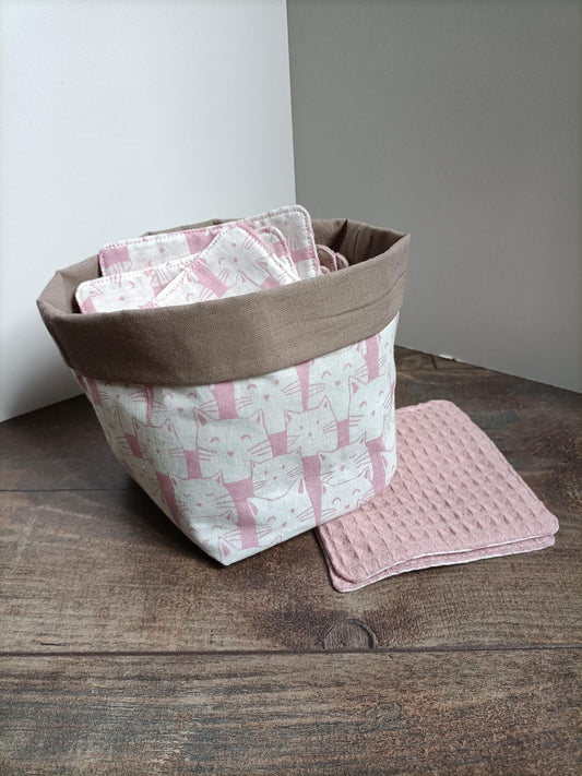 10 lingettes lavables bébé avec son panier