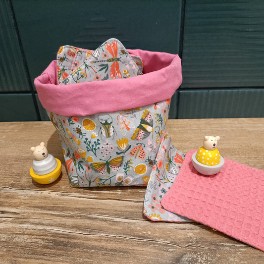 10 lingettes lavables bébé avec son panier