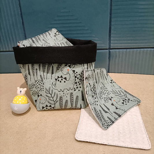 10 lingettes lavables bébé avec son panier